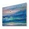 Designart - Blue Waves Breaking At The Beach II - Nautical & Coastal Print on Natural Pine Wood